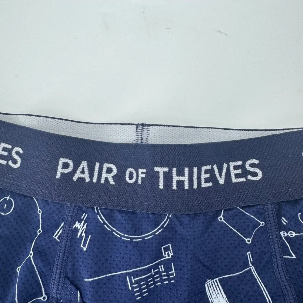 Pair of Thieves Men's Boxer Briefs Blue White Science Pattern Print Medium‎